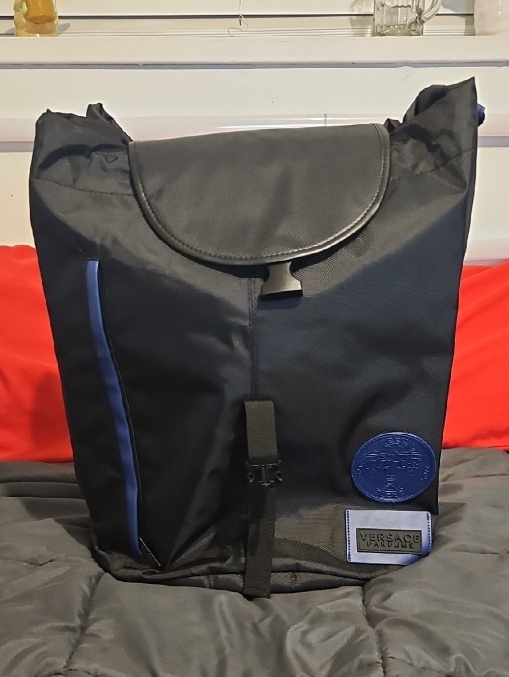 Versace Black Nylon Backpack Unisex
